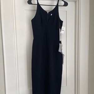 NWT Dress the Population Lyla Crepe Plunging v-neck Sleeveless Dress